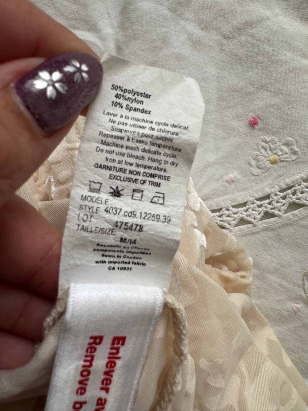 Light Cream Burnout Velvet Short-Sleeve Blouse with Keyhole - Picture 4 of 4